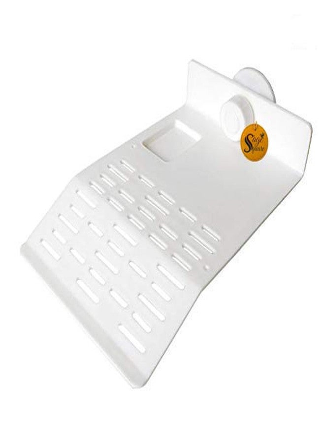 سايج سكوير منصة مربعة من سيج تُستخدم كمنحدر للتشمس (مع وعاء طعام) لتزيين أحواض السمك مع كوب شفط للسلاحف والزواحف وأحواض السمك والبرمائيات الصغيرة (حجم صغير) - Image 1